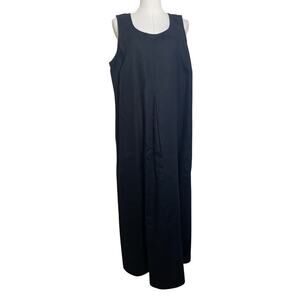 J.Jill Love Linen Maxi Dress Sz Large 100% Linen Black Beach Lightweight Summer